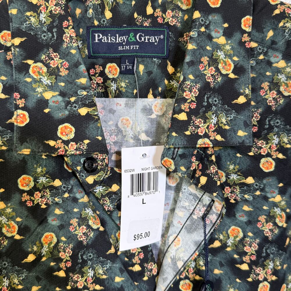 Paisley & Gray Men's Samuel SlimFit Floral Button-Down Shirt Garden night  L $95 - Picture 6 of 8